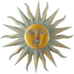 Gold Metal Indoor Outdoor Distressed Sun Wall Decor