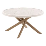 Round Outdoor Tile-Top Coffee Table, White