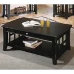 Storage and Shelf Rectangle Coffee Table, Black