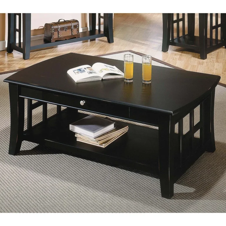 Storage and Shelf Rectangle Coffee Table, Black