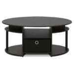 Furinno JAYA Simple Design Oval Coffee Table with Bin, Walnut