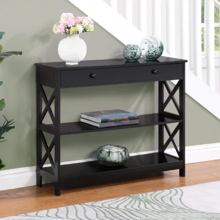 Oxford 1-Drawer Console Table, Black Wood finish
