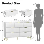 Dresser for Bedroom, White Bedroom Dresser with 7 Drawers, Modern Wide Dresser