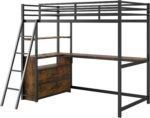 Metal Twin Size Loft Bed with Desk and Storage Drawers,LED Loft Bed Twin with USB Charging Station,Heavy Duty Loft Bed Frame