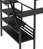 Twin Loft Bed with Desk and Storage Stairs, Heavy Duty Loft Bed with Atairs and Full-Length Guardrail
