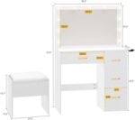 Makeup Vanity with Lighted Mirror, Vanity Desk with Power Strip, Adjustable Lighting, 4 Drawers