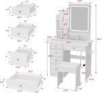 Vanity Set with Rectangular Mirror, Makeup Vanity Dressing Table with 5 Drawers