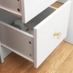 Vanity Set with Rectangular Mirror, Makeup Vanity Dressing Table with 5 Drawers