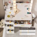 Vanity Desk with LED Lighted Mirror Makeup Vanity Desk with 5 Large Drawers and 3 Storage Shelves