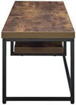 arsehhwe Modern Oak and Black Metal Finish TV Stand with Ample Storage, Accommodates Up to 60 Inch Flat Screen