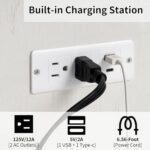 LUXOAK Murphy Bed with Charging Station, Queen Size Cabinet Bed with Large Storage Drawer for Home Office or Small Room