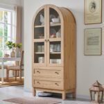IFGET 71" Tall Arched Kitchen Pantry, Modern Farmhouse Wood Kitchens Storage Cabinets with 2 Large Drawers