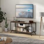 LOPOO Organize Your Media with TV Stand with Power Outlets, LED Lights, & Ample Storage for TVs Up to 55 inches