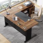 Tribesigns 63 Inch Executive Desk with File Cabinet, Large Office Desk L Shaped Computer Desk with Drawers and Storage Shelves