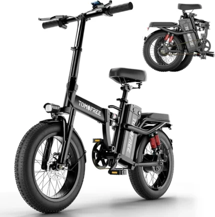 T1 Electric Bike for Adults 1200W Motor,31MPH,48V 20AH Folding E-Bike,16 * 3" Tire Mountain Snow Bike LED Display 330lbs Load Capacity - Tomofree Black