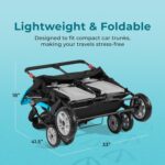 Gaggle by Foundations Compass Quad 4 Seat Stroller | 4-Seat Stroller for Daycare | Oversized UV Blocking Canopy | 5-Point Harness | Easy Loading | Storage Bucket | Teal