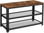 VASAGLE Shoe Bench,Shoe Rack with 2 Shelves,Shoe Organiser,100 x 30 x 45 cm,Entryway Living Room Hallway,Steel Structure,Industrial Style,Rustic Brown and Black LBS078B01