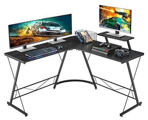 Mr IRONSTONE LShaped Desk 508?? Computer Corner Desk,Home Gaming Desk,Office Writing Workstation with Large Monitor Stand,SpaceSaving,Easy to Assemble,Black Mr IRONSTONE LShaped Desk 508?? Computer Corner Desk,Home Gaming Desk,Office Writing Workstation with Large Monitor Stand,SpaceSaving,Easy to Assemble,Black