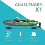 Intex Challenger K1 Single Person Inflatable Fishing Kayak Set Accessory Kit Oars & Pump