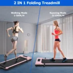 BITOUSHI Treadmill Under Desk Walking Pad 2 in 1,3.0HP Portable Small Treadmill for Office & Home,Ultra Quiet & Installation-Free with Remote Control,LED Display,220 Lb Capacity - Pink