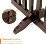 3-Panel Freestanding Wooden Pet Gate w/Walk Through Door