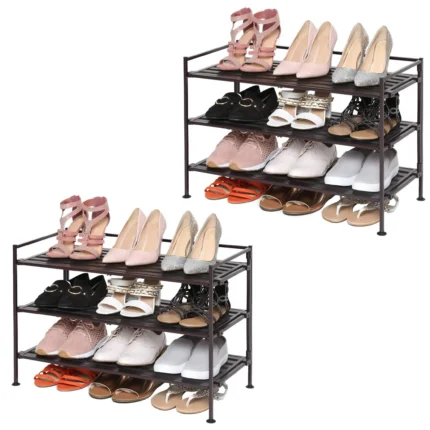 3 Tier Resin Slat Utility Shoe Rack 2 Pack,