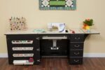 353 Norma Jean Sewing Cabinet for Sturdy Sewing,Cutting,Quilting,and Crafting with Storage and Airlift,Black Finish