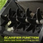 AJ805E 15-Inch 13-Amp Electric Dethatcher and Scarifier w/Removeable 13.2-Gal Collection Bag,5-Position Height Adjustment,Airboost Technology Increases Lawn Health,Green