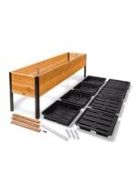 EcoStained Self-Watering Raised Planter Box with Aluminum Legs,Cedar/Cypress,96 x24 x29