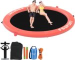 Inflatable Dock Floating Platform,8ft Inflatable Water Hammock Floating Deck for Lake W/Cupholder,Round Floating Ring Float Ring,Pool Float Raft Lounger Island Platform Pad