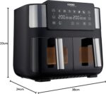 Cooks Professional 8 Litre Dual Digital Air Fryer with Double Twin Basket | Stainless Steel Energy Saving Instant Fryer with Double Drawers & Preset Functions | 8L Capacity (XL) | Black