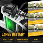 PEXMOR Electric Bike for Adults,350W (Peak 500W) City Commuter Ebike 36V 12.5AH Removable Battery,26" Cruiser Electric Bicycle Shimano 6-Speed | Dual Shock Absorber | Basket