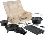 BBQ-Toro Dutch oven set in wooden box with Dutch oven and more | Cast iron - pre-seasoned (8 pieces)