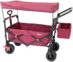 Extra Large Foldable Outdoor Wagon Cart with All Terrain Wheels and Canopy,Blue 265 Lb Capacity,Easy Folding Collapsible Utility Garden Transport Trolley,Great for Beach,Park,Sports,Parties