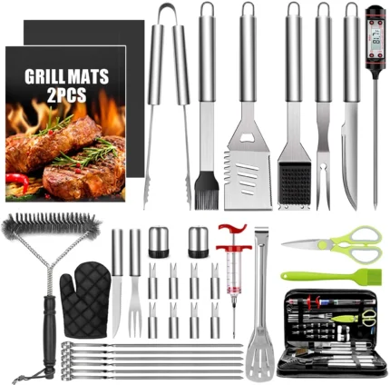 34 Pcs BBQ Grill Accessories Tools Set,16 Inches Stainless Steel Grilling Tools With Carry Bag