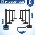 XPCARE 8 Pieces Stanchion Set with 6.6ft/2 m Black Retractable Belt