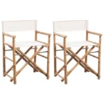 2 Folding Bamboo Director's Chairs