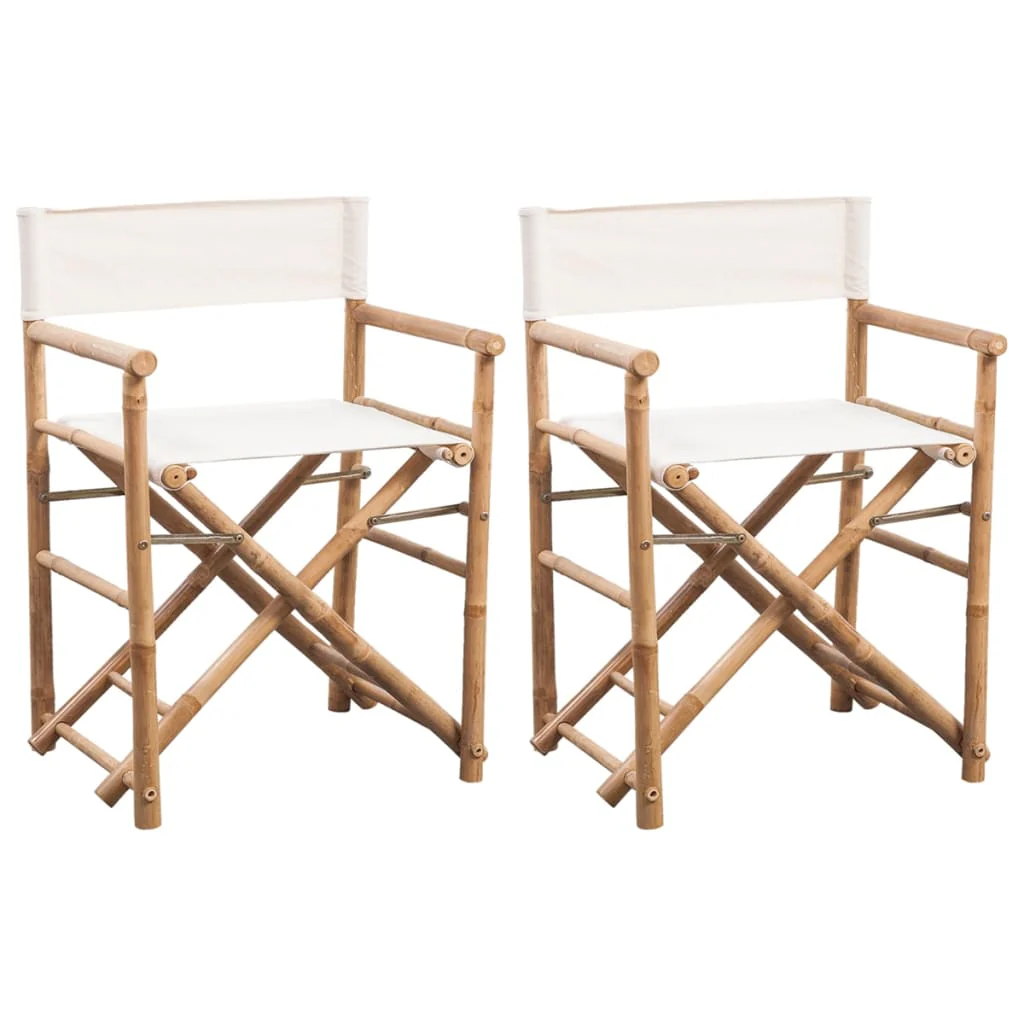 2 Folding Bamboo Director's Chairs 2 Folding Bamboo Director's Chairs