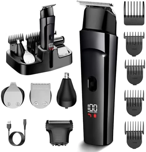 Beard Trimmer for Men - 5 in 1 Kit Electric Razor,Nose Hair Trimmer with LED Display,Cordless Mustache Body Face Grooming Kit,Waterproof Rechargeable Beard Shaver Beard Trimmer for Men - 5 in 1 Kit Electric Razor,Nose Hair Trimmer with LED Display,Cordless Mustache Body Face Grooming Kit,Waterproof Rechargeable Beard Shaver