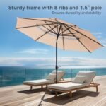 PHI VILLA 10ft Patio Umbrellas with 8 Sturdy Ribs and 1.5" Umbrellla Pole