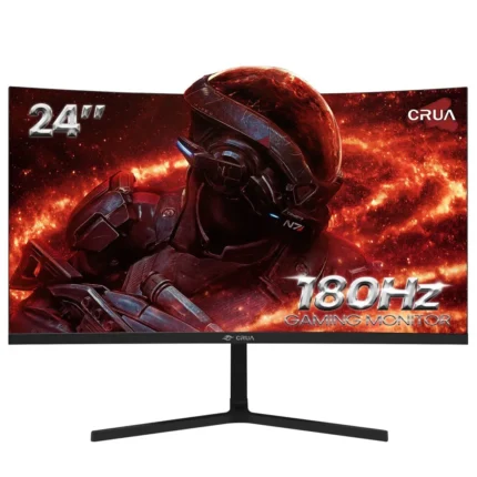 CRUA 24" 180Hz Curved Gaming Monitor - FHD 1080P Frameless Computer Monitor,AMD Freesync,Low Motion Blur,Dp&Hdmi Port,Black