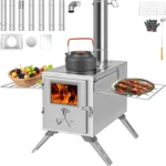 Slsy Wood Tent Stove,Portable Camping Wood Burning Stove,Stainless Steel Hot Tent Stove with 7 Chimney Pipes for Outdoor,Camping,Cooking,Heating,BBQ,Hiking,Fishing,Hunting