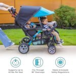 Gaggle by Foundations Compass Quad 4 Seat Stroller | 4-Seat Stroller for Daycare | Oversized UV Blocking Canopy | 5-Point Harness | Easy Loading | Storage Bucket | Teal