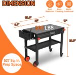 Grill Table for Blackstone Griddle,Portable Griddle Table with Caddy - Fit 17 ?or 22 ?Other Tabletop Grill,Foldable Ninja Grill Stand& Blackstone Griddle Stand for Outdoor Tailgating-Camping