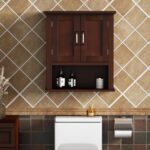 ChooChoo Wood Wall Cabinet with Doors,Medicine Cabinet with Adjustable Shelves Over The Toilet