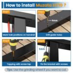 Muzata Black Rectangular Handrail Top Rail Cable Railing System Deck Stair Indoor Outdoor