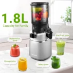 Juicer Machines, 5.3-Inch Self-Feeding Masticating Juicer Fit Whole Fruits & Vegetables, Cold Press Electric Juicer Machines with High Juice Yield, Easy Cleaning, BPA Free, 250W