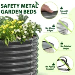 TRAMULL 8X4X2ft Galvanized Raised Garden Bed,Oval Above Ground Modular Metal Outdoor Planter Boxes(Quartz Grey)