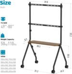 ECOTINY Mobile TV Stand with 4 Omni-Directional Wheels with Brakes