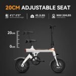 Jasion EB3 Electric Bike Adults 21mph,500W Peak Motor,270Wh Battery,Rear Suspension,3 Levels Assist,14" Folding Ebike for Adults and Teens,Complies to UL2849